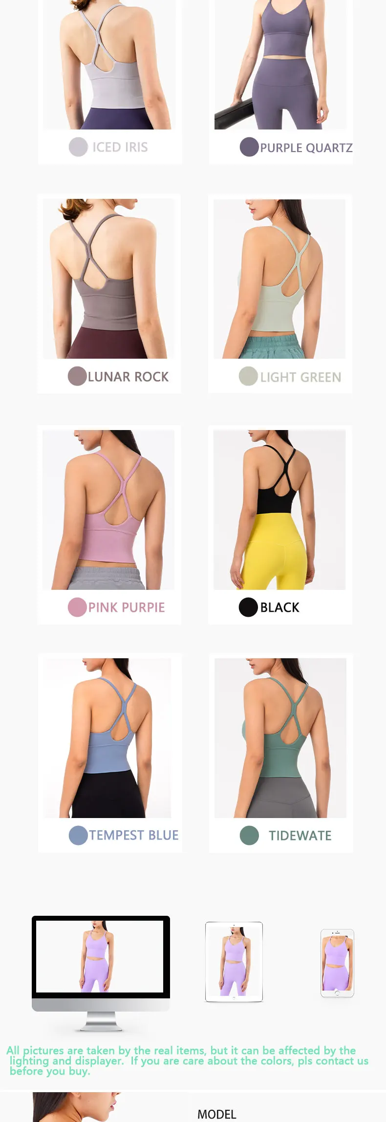 Free Samples New Lulu Colors Wirefree Removable Cups Elastase Tank Tops Style Womens Longline Sports Bra