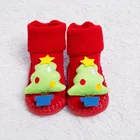 Baby Socks Premium Combed Cotton Warm Fleece Red Santa Christmas Toddler Infant Baby Socks Boots Anti-Slip