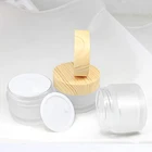 Cosmetic Packaging Cosmetic Packaging Skincare Cream Frosted Glass Jar 30ml With Bamboo Lids