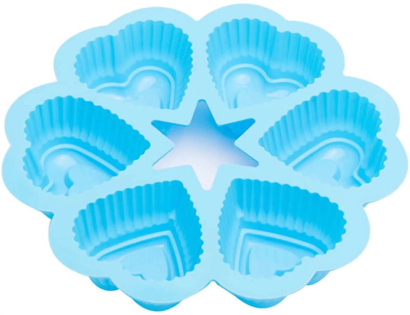 6 cavity heart cake mold, High quality and Eco-friendly 6 heart Shape Silicone bakeware