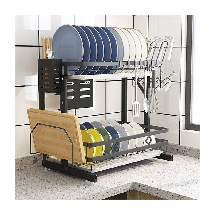 Wholesale High Quality Kitchen Storage Rack Stainless Steel 2 Tier Over The Sink Dish Rack Drainage rack
