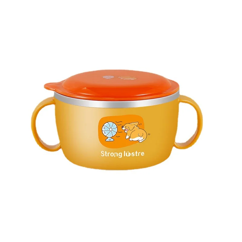 Food Grade Kids Colorful Insulated Thermal Food Warmer Bowl 304 Stainless Steel Feeder Baby Bowl With Lid