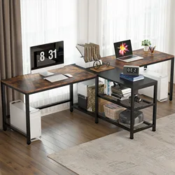 Home Corner Office Executive wide two person Computer work table Desk with Headphone Hook and Monitor Shelf