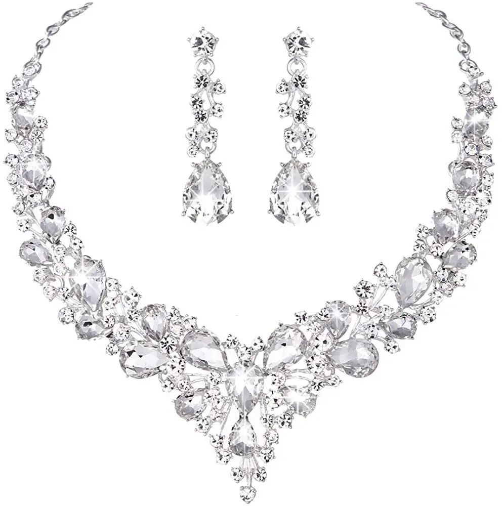 Love Heart Jewelry Sets para Mujeres Cristal Colgante Vestuario Conjuntos de Boda Bodas Joyería Conjuntos de joyería y bisutería 