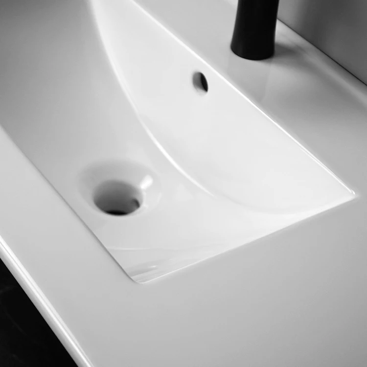 Modern Simple Creative Wall-Mounted Bathroom Vanity Mirror Cabinet Melamine Plywood with Ceramic Countertop for Hotels details