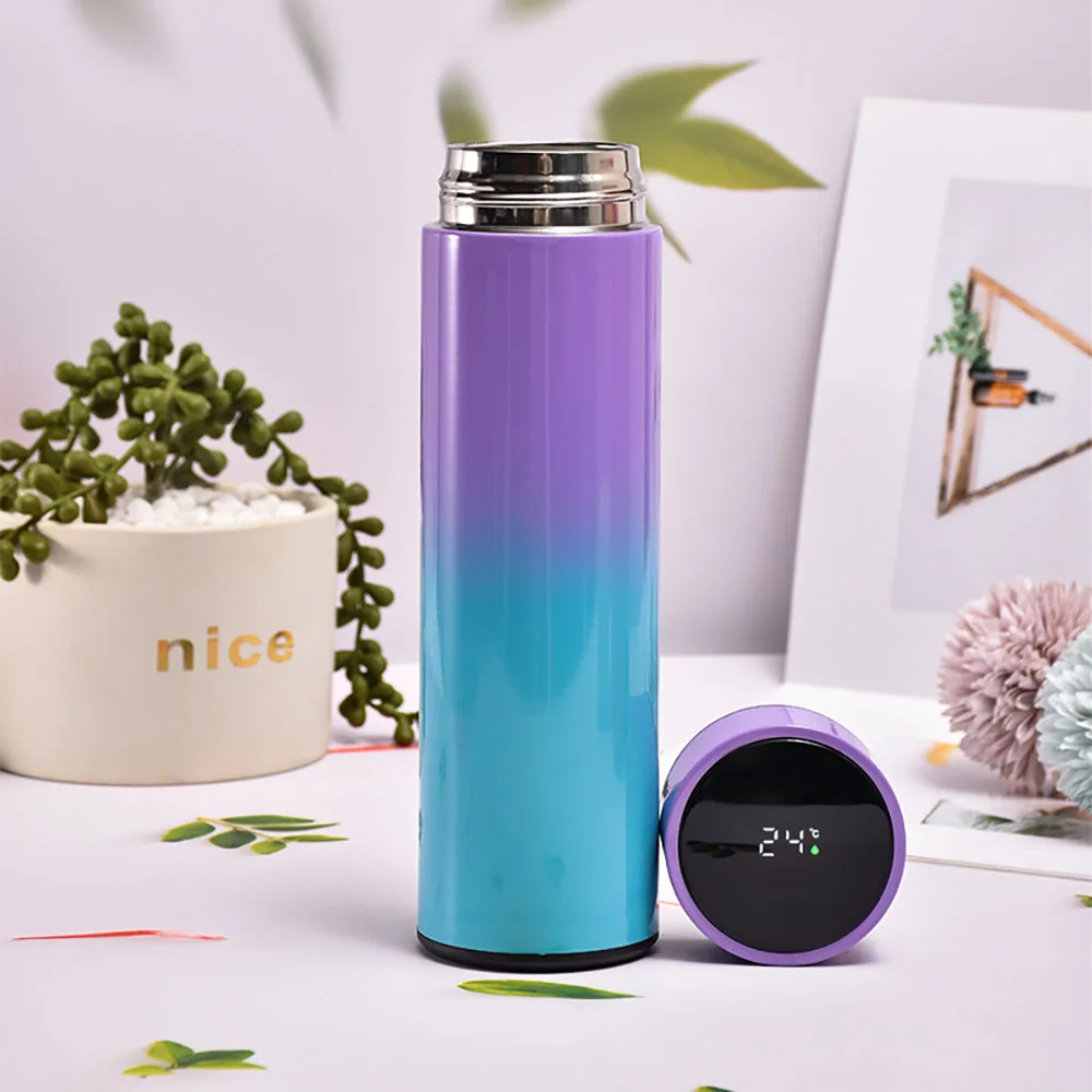 Custom Warmer Double Wall Stainless Steel Thermo Bottles Sealed Led Temperature Display Smart vacuum flasks & thermoses