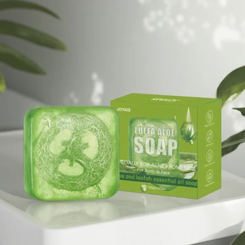 OEM Custom Organic Aloe Luffa Soap Bar Handmade Beauty Exfoliating Body Face Soap Whitening Glycerine Herbal Solid Adults Bath