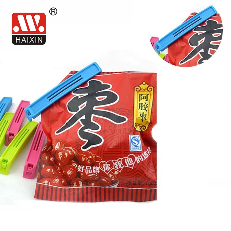 Haixing Cheap Free PP Food Sealed Clips 6 Pieces per Bag Sealing Clip for Snack Bread LOGO Custom