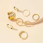 Ring Trendy 5-piece Female Cross Hollow Geometric Retro Butterfly Heart Chain Fashion Round Open Ring Set