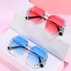 Glasses DCOPTICAL 2021 Bling Shiny Sun Glasses Diamond Rimless Metal Frame Trendy Women Sunglasses