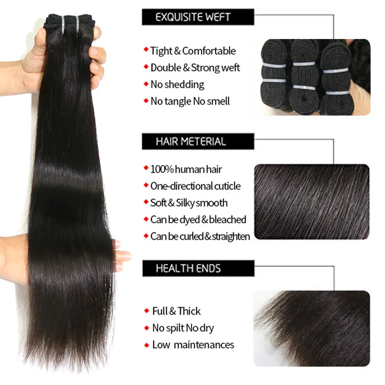 Free sample Wholesale hair vendors 100% cuticle aligned straight raw brazilian hair bundles