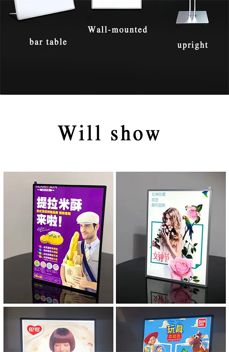 product advertising led display acrylic led snap frame advertise light box restaurant advertising wall mount menu board-17