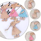 Wood Manufacture Decorations Wooden Easter Rabbit Pendant Lovely Home Decoration Pendant Rabbit Wood Crafts Toys Gifts