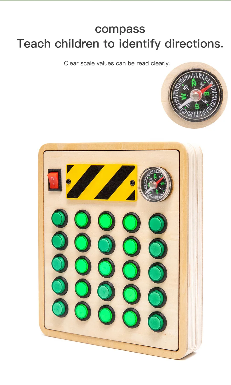 LED-Leuchten Busy Board Kleinkinderspielzeug Montessori Holz Sensorisches Spielzeug Vorschulische Lernaktivitäten Bildung Zappelspielzeug für Kinder Details