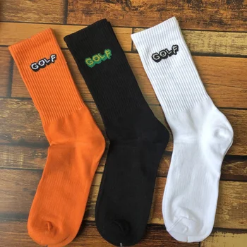 2021 White Black And Orange Spring Fashionable Basketball Golf Sport Socks Men Top Quality Custom Socks Logo
