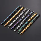 Links Bracelet Hip Hop Jewelry Square Well-Cut Squared Links With Hook Closure Color Stitching Bracelet