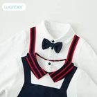 Designed Wenbier High Quality 1 Piece OEM Cotton 2022 New Designed Fashionable Baby Boy Jumpsuit With Fake-Suspender