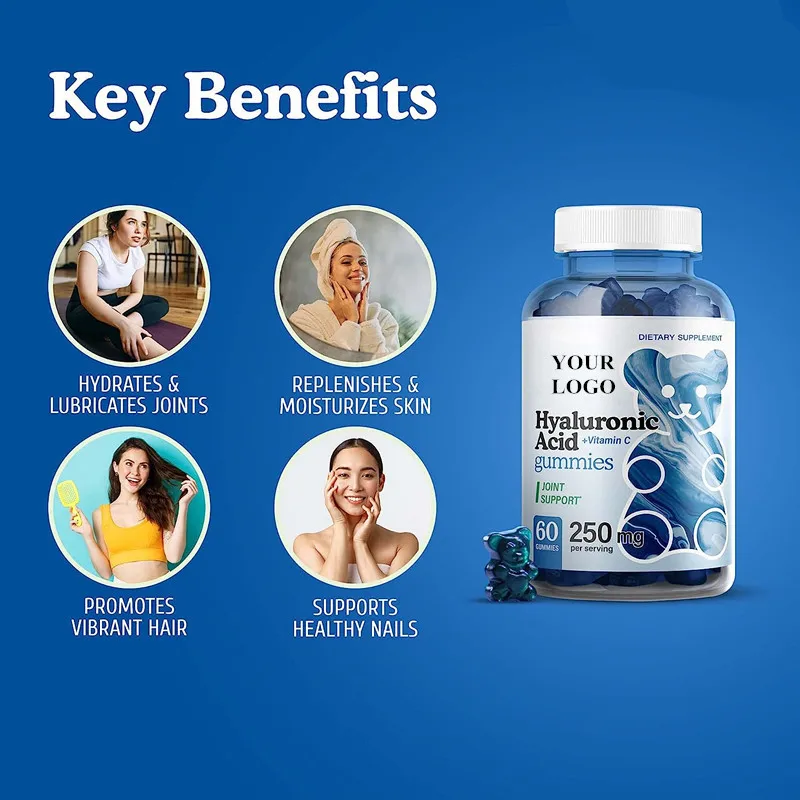 Oem/odm/obm Organic Collagen+hyaluronic Acid+vitamin C+gluta Gummies