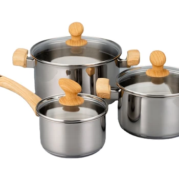 Hot selling 6 Pieces Set 14 to 24CM size choice, w/ Encapsulated Base &  Bakelite Handle Belly Shaped Kitchen Cookware