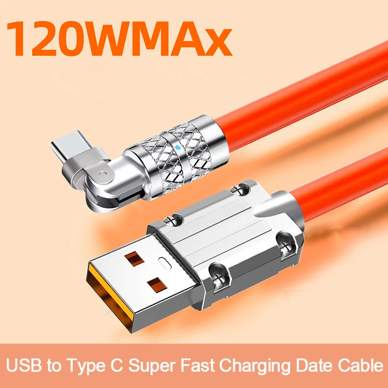 120w 6a Super Fast Charging Cable Usb To Type C Quick Charge Zinc Alloy