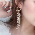 Glass Earrings Drop Earrings Crystal Glass Bead Tassel Earrings Fashion Tassel Round Drop Earrings Statement