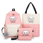School Bag The School Bag Fashionable Custom Canvas 4 Pieces Set School Backpack Bag For High School Girls Student