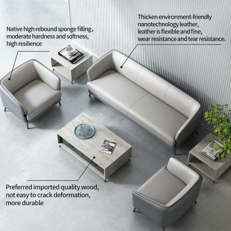 Office Luxury Leather L Sofa Italian Sofa Furniture Sofa Living Room Set