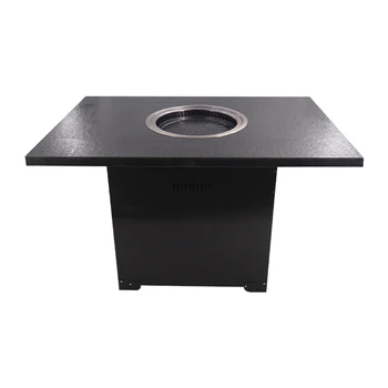 Square Dining Table Sets Burning Stone Top Smokeless Korean BBQ Grill Table for Restaurant
