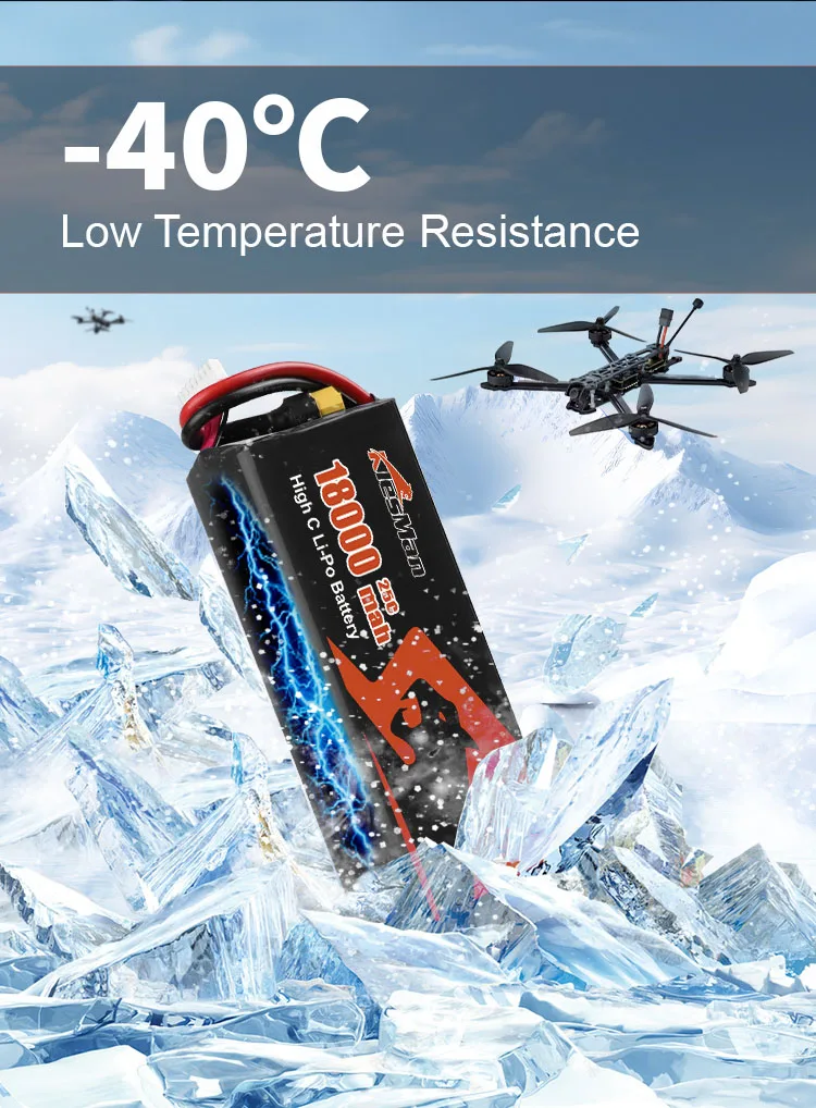 Original 22.2V FPV Drone Lipo Battery 6S 25C 100C 18000 mah High Capacity Cycle life 800Times 6