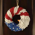 Independence Day USA July 4th Patriotic Wreath Handcrafted Hanging Flag American Eagle Wreath For Front Door