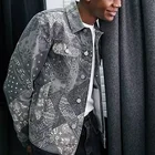 OEM Streetwear Jackets Cowboy Coats Wholesale Paisley Bandana Print Denim Jacket Men