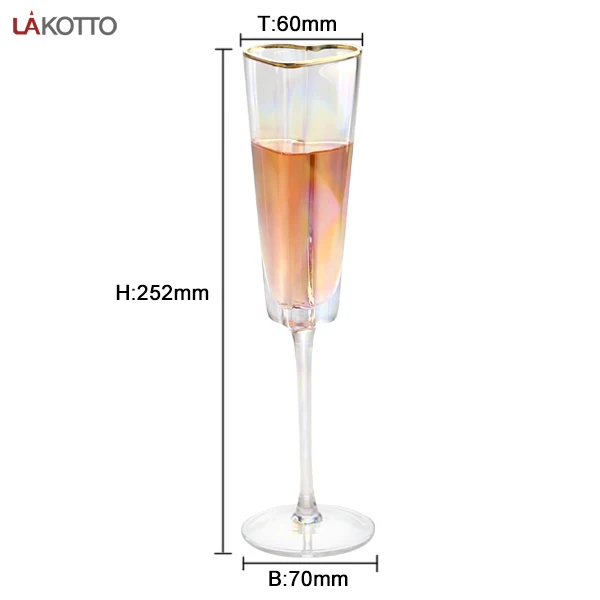 Heart-shaped glass style 140ml champagne glass glass in heart shape goblet glasses clear
