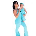 Customized Mother And Daughter Clothes Breathable Women Jumpsuits Mommy And Me Matching Outfits Solid Color