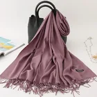 Hijabs Pashmina Custom Winter Solid Thick Women Cashmere Scarf Warm Hijabs Pashmina Lady Shawls Tassel