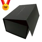 Box Luxury Custom Logo Printed Recycled Cardboard Packaging Magnetic Closure Black Flat Foldable Paper Gift Boxes