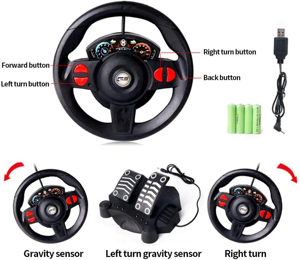 EPT 1:16 Steering Wheel Remote Control Car With LED Lights Juguete Carros A Control Remoto Coches RC Car Toys