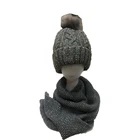 Scarf Fashion Winter Jacquard Knitted Universal Solid Color Hat Scarf Set Customized Color Size