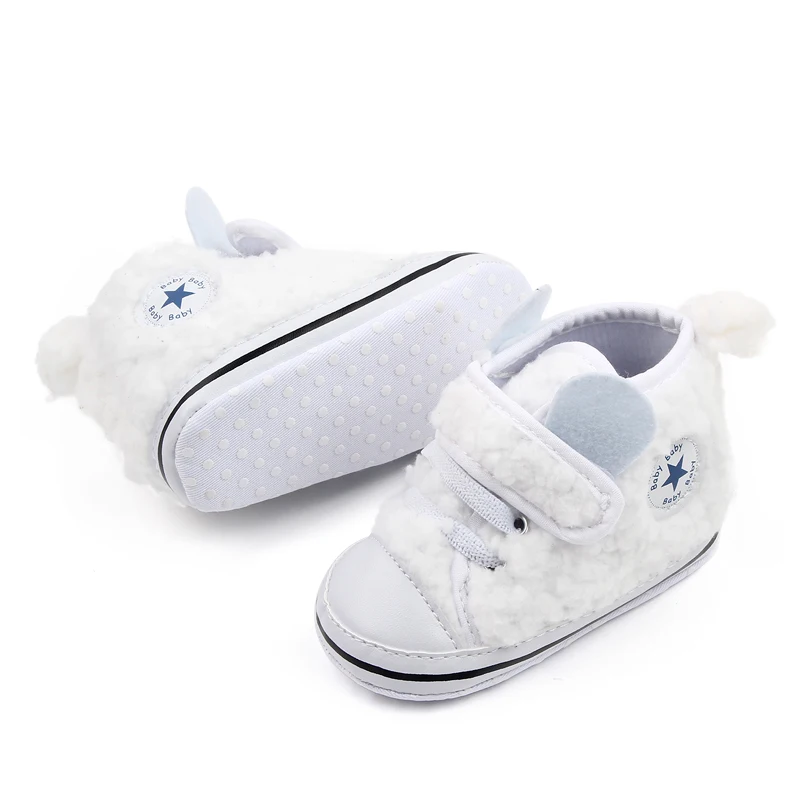 Autumn and winter new plush ear and tail decoration baby girls and boys warm toddler shoes factory