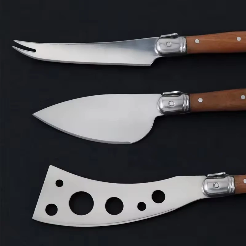 New Product Ideas 2024 Stainless Steel Cheese Tools 3 PACK Cheese Knife Set Wooden Handle Kitchen Accessories