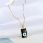 Bohemian Jewelry Dripping Oil Square Evil Eye Pendant Necklace Ladies Round Hollow Clavicle Chain