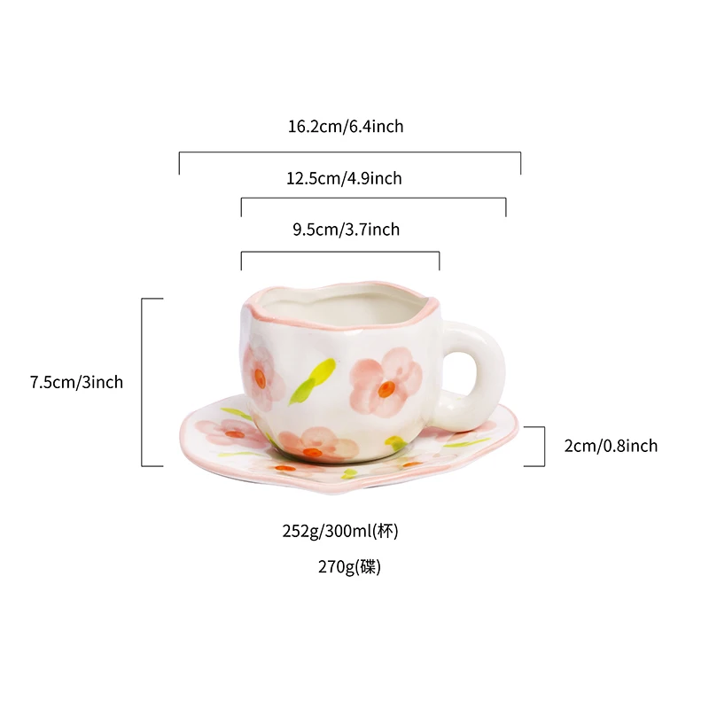 Irregular Shape Little Flower Handmade Pottery Clay Coffee Mug Cups Handmade Ceramic Porcelain Mugs details