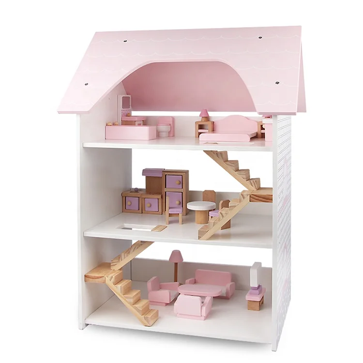 3 story dollhouse with furniture