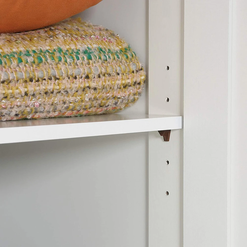 Modern 4-Shelf Tall White Wood Storage Cabinet with 2 Doors for Living Room supplier