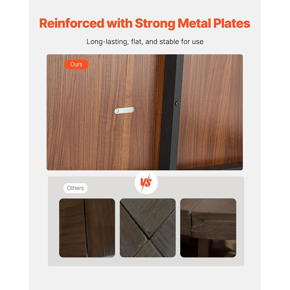 Modern Rustic Rectangle Dining Table Wood & Metal Construction Iron Legs 6-8 Person Durable Home Dining Furniture manufacture