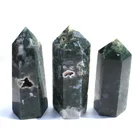 Natural Agate Stone Hand Carvings Natural Moss Agate Stone Crystal Tower Healing Crystal Point