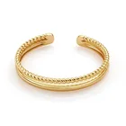 Opens Adjustable Simple Twist Stainless Steel Designers Gold Plated Bangles Jewelry Women
