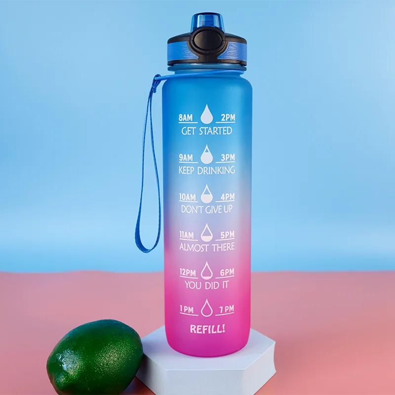 32oz Large Water Bottle with Motivational Time Marker BPA Free 1000ml Tritan Sports Water Bottle Custom LOGO
