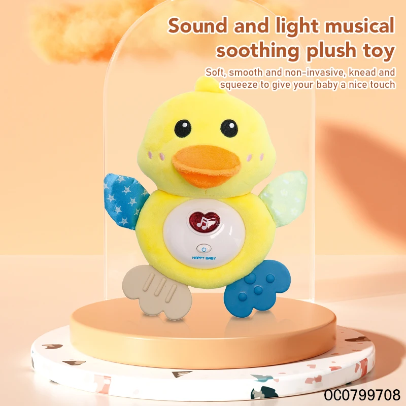 Plush yellow ducks soothing musical baby sensory teether toys for babies 0 to 6 months