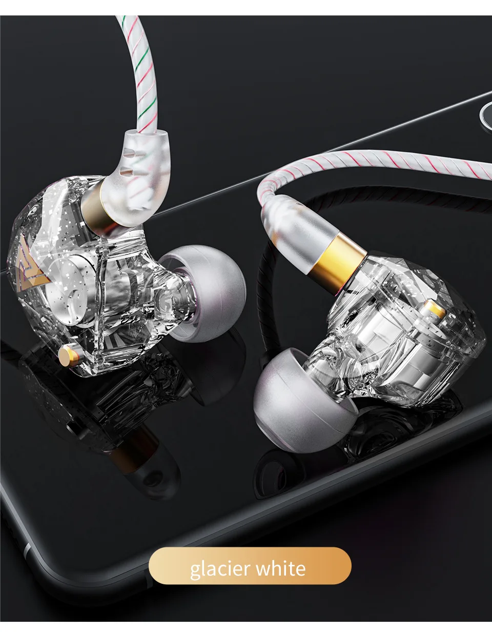 QKZ SK8 Subwoofer Computer Games inline Wired Earphone Control with Microphone Sports in-ear Headphones