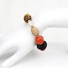 Bead Gemstones Halloween Thanksgiving Gift Girl Wooden Bead Bracelet With 13 Irregular Colored Gemstones